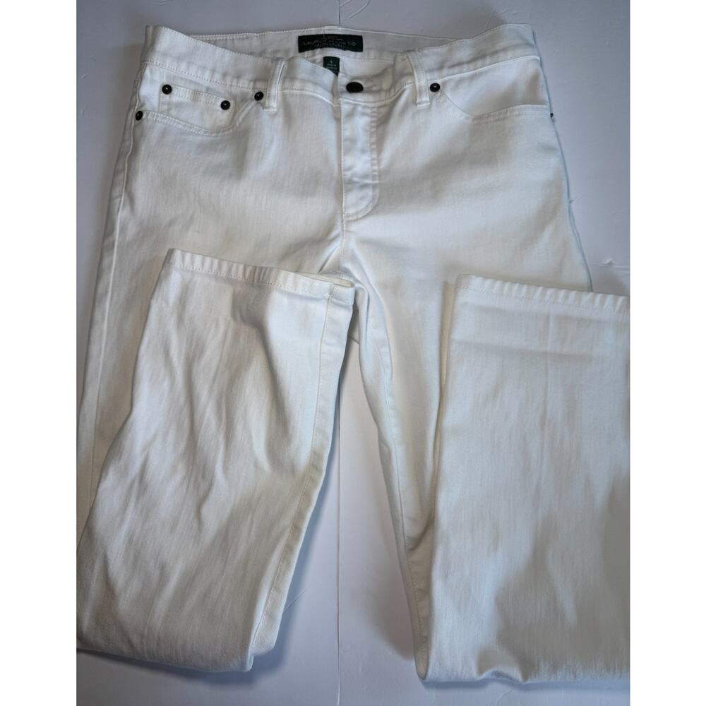 Lauren Jeans Co Ralph Lauren Womens 6 White Straight Leg Jeans Mid Rise Denim